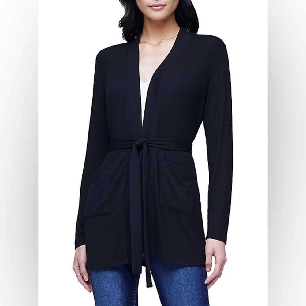 🖤 L’AGENCE The Eloise belted cardigan black Large NWT